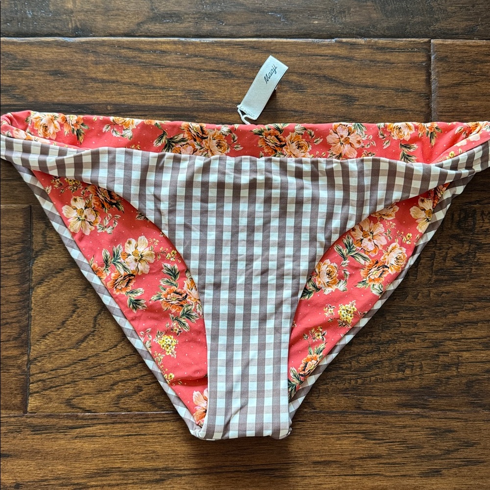 Maaji reversible biki bottom gingham size M NWT